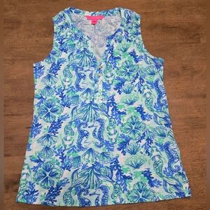 Lilly Pulitzer Essie Top Sea Glass Aqua Seeing Double Size XS